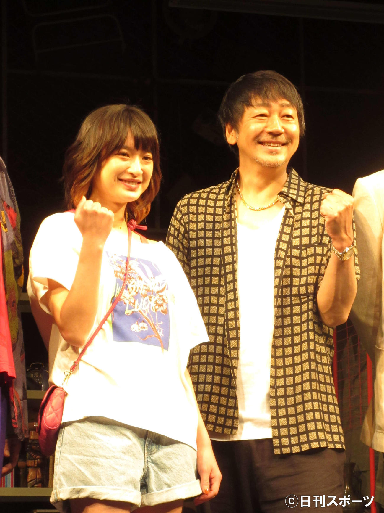 赤堀雅秋プロデュース「ケダモノ」初日前会見に出席した、門脇麦と大森南朋（撮影・加藤理沙）