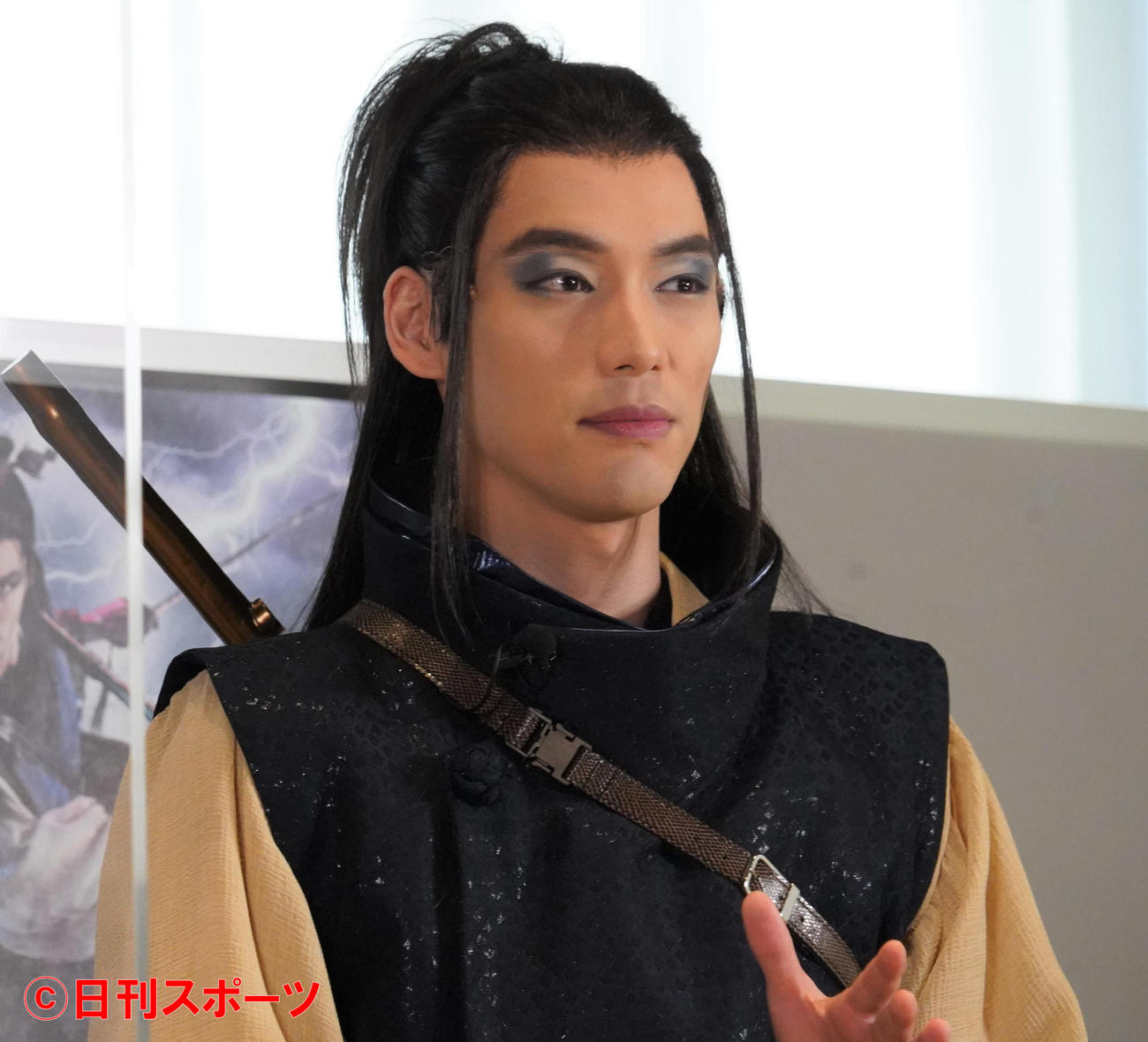 2022年劇団☆新感線42周年興行・春公演「いのうえ歌舞伎『神州無頼』」開幕前取材会を行った福士蒼汰（撮影・佐藤成）
