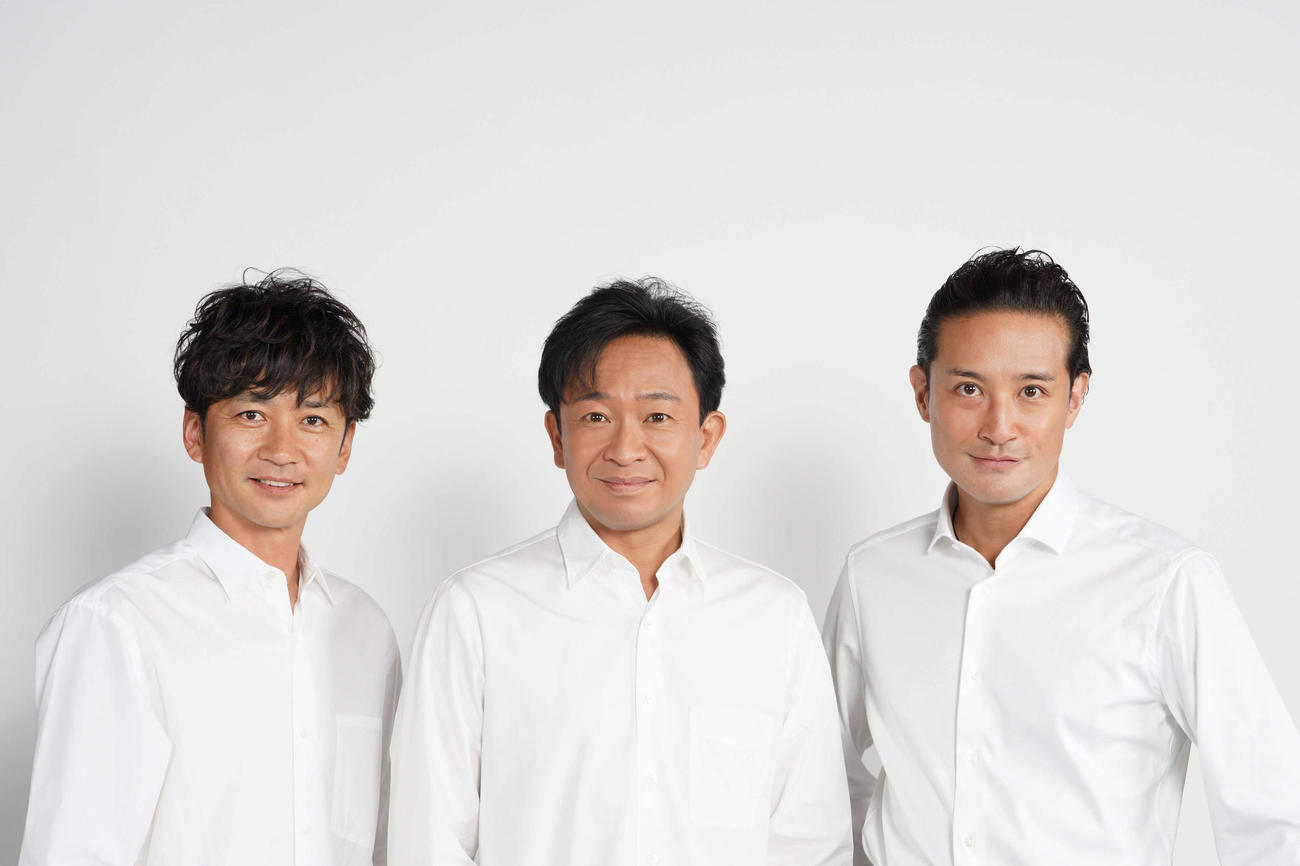日本テレビの「Good For the Planetウィーク」パーソナリティーに2年連続で就任したTOKIOの、左から国分太一、城島茂、松岡昌宏
