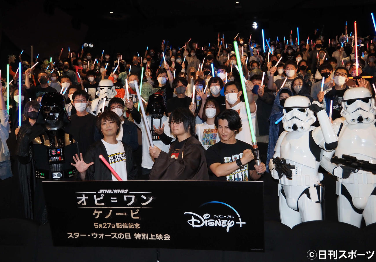 「オビ＝ワン・ケノービ」配信記念「スター・ウォーズ　エピソード3／シスの復讐」特別上映イベントに出席した、左から浪川大輔、森川智之、武田真治（撮影・遠藤尚子）