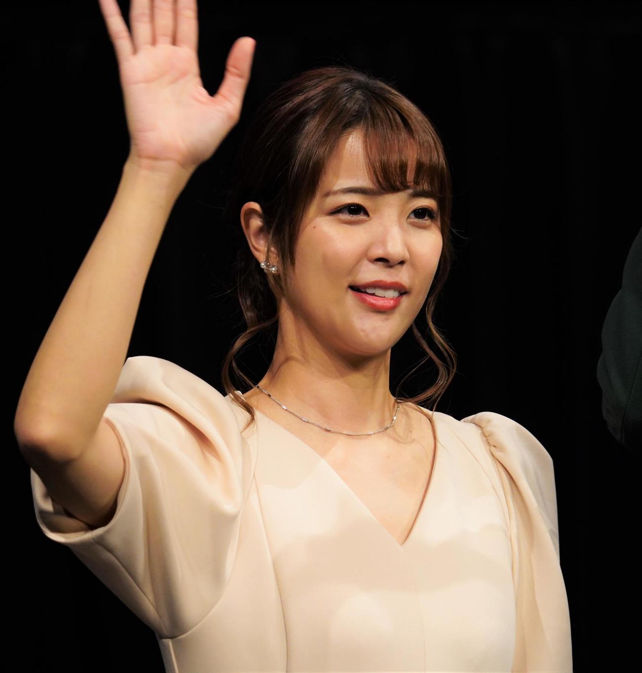 吉本興業の新事業「FANY X」発表会に出席した久代萌美アナウンサー（撮影・佐藤成）