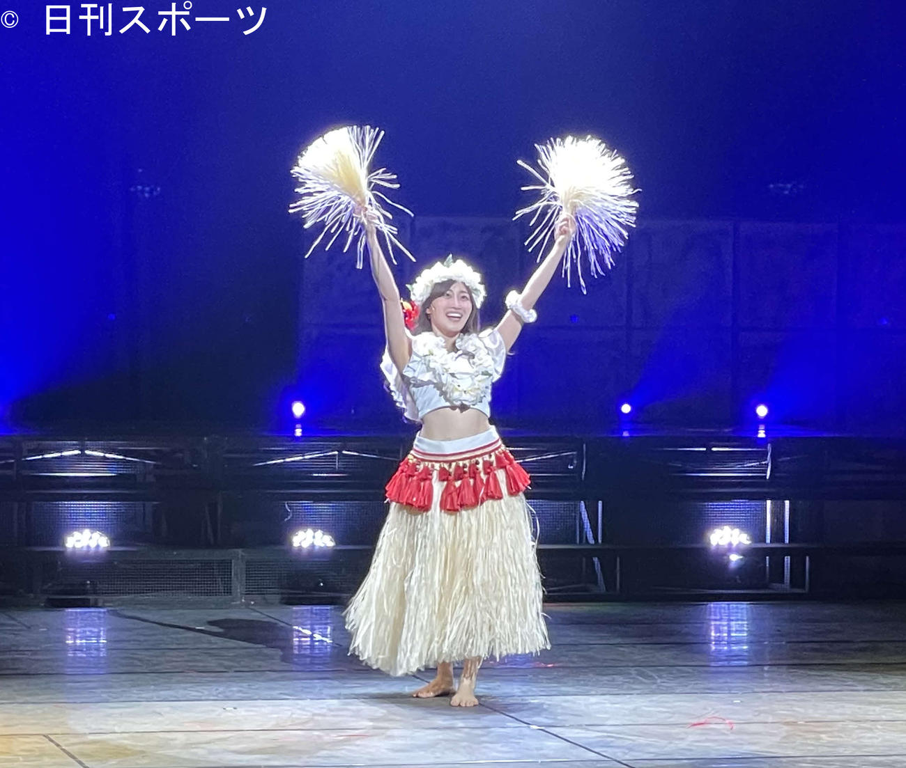 主演舞台「フラガール　－dance for smile－」のゲネプロに臨んだ日向坂46潮紗理菜（撮影・横山慧）