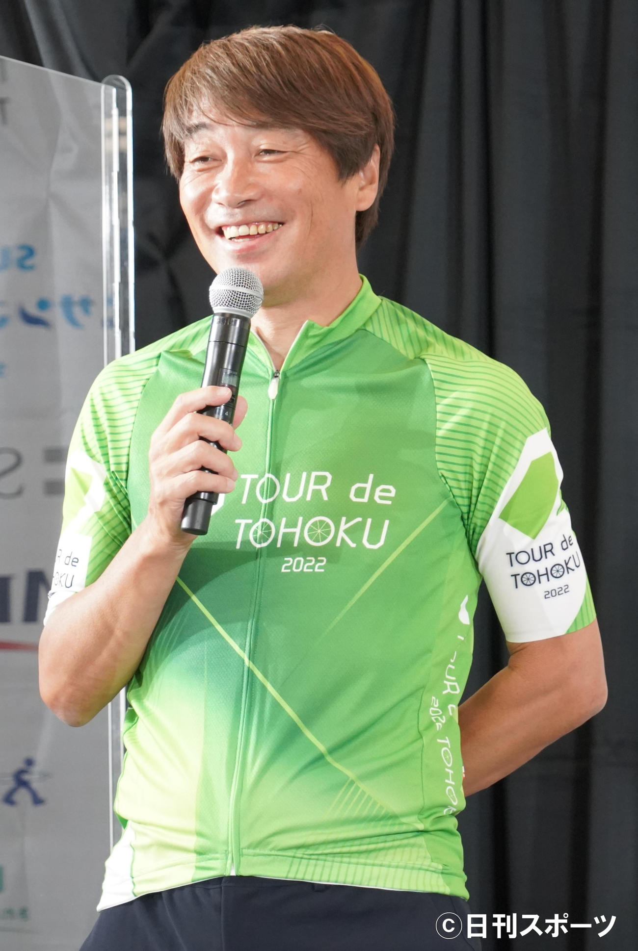 「ツール・ド・東北2022」の記者発表会に出席した中西哲生氏（撮影・佐藤成）