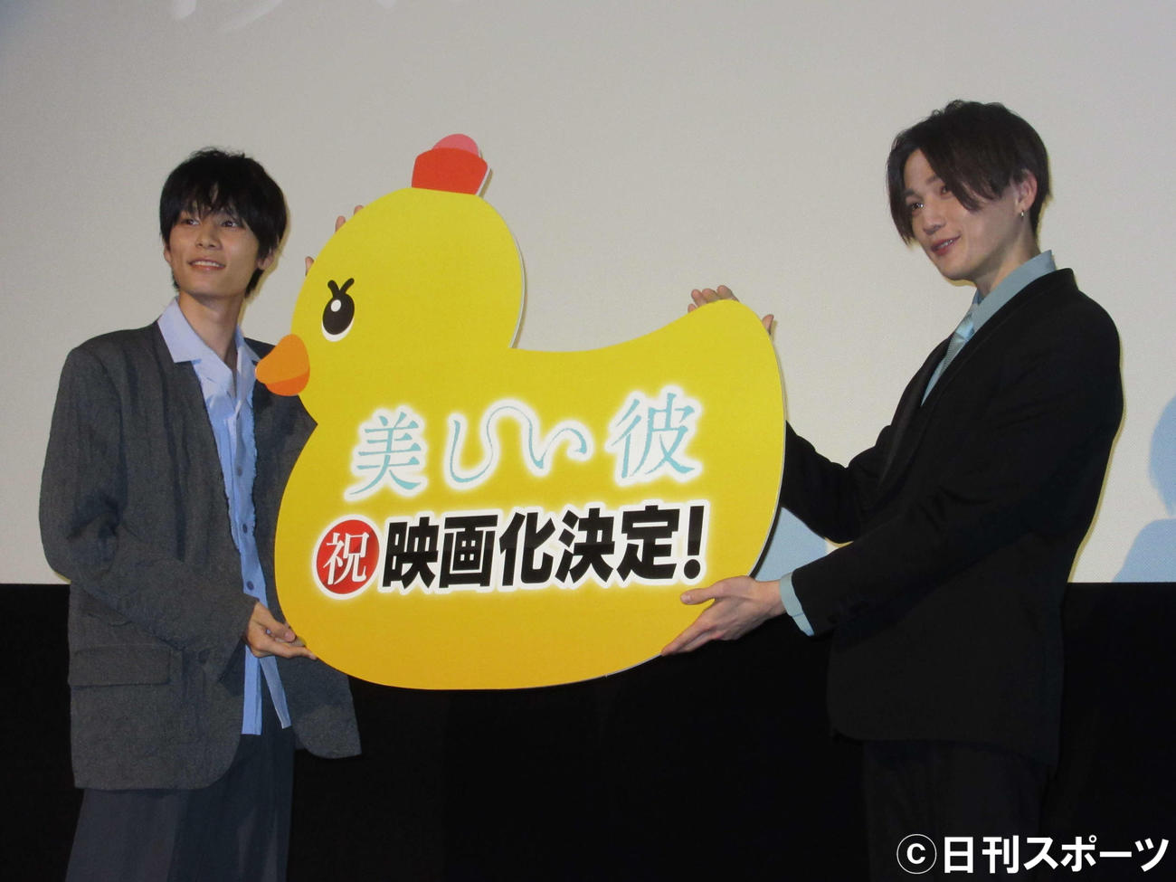 「美しい彼」DVD・Blu－ray購入者特典イベントに出席した、萩原利久（左）とFANTASTICSの八木勇征（撮影・加藤理沙）