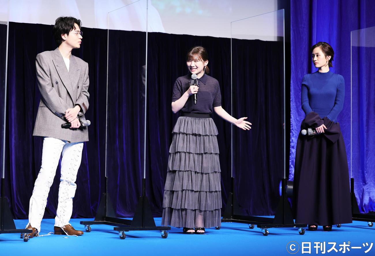 ドラマについて話す、左から成田凌、伊藤沙莉、前田敦子（撮影・足立雅史）