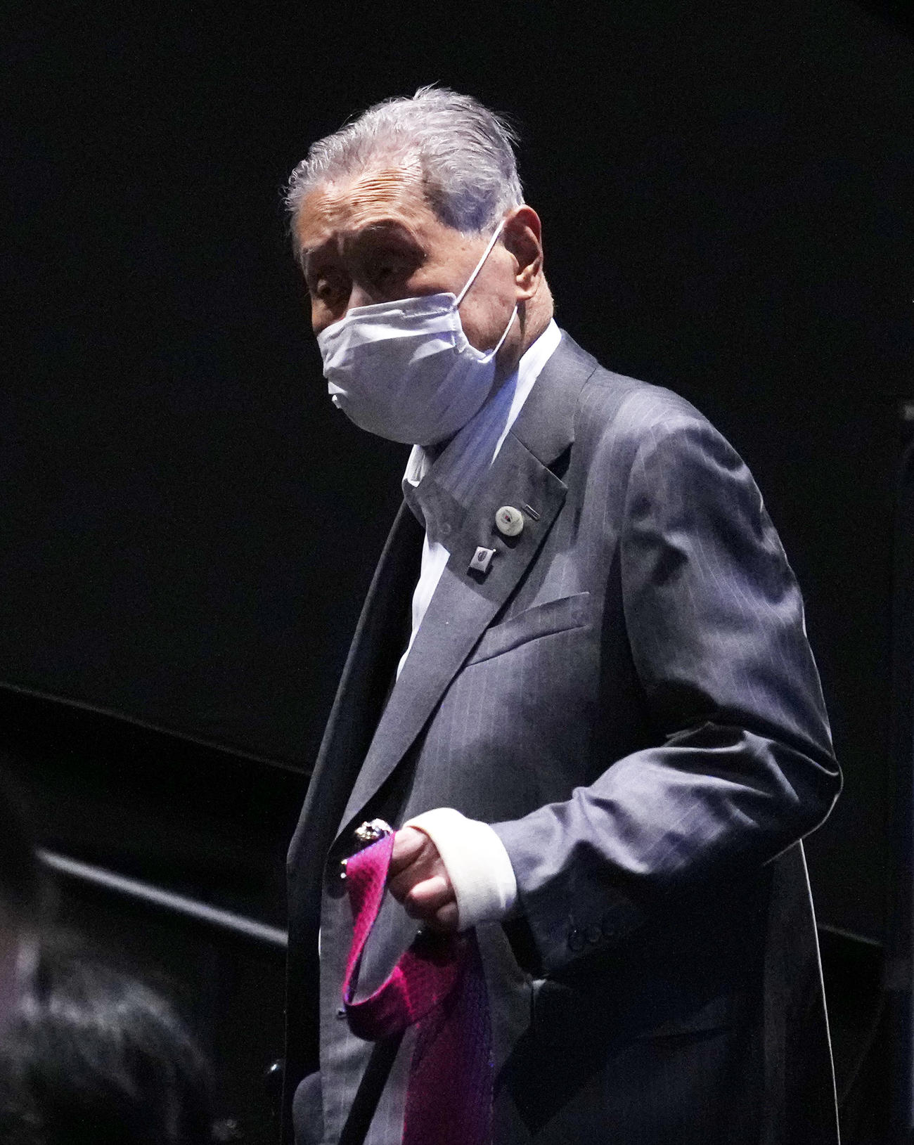 「東京2020オリンピックSIDE：A」完成披露試写会に駆けつけた森喜朗氏（撮影・横山健太）