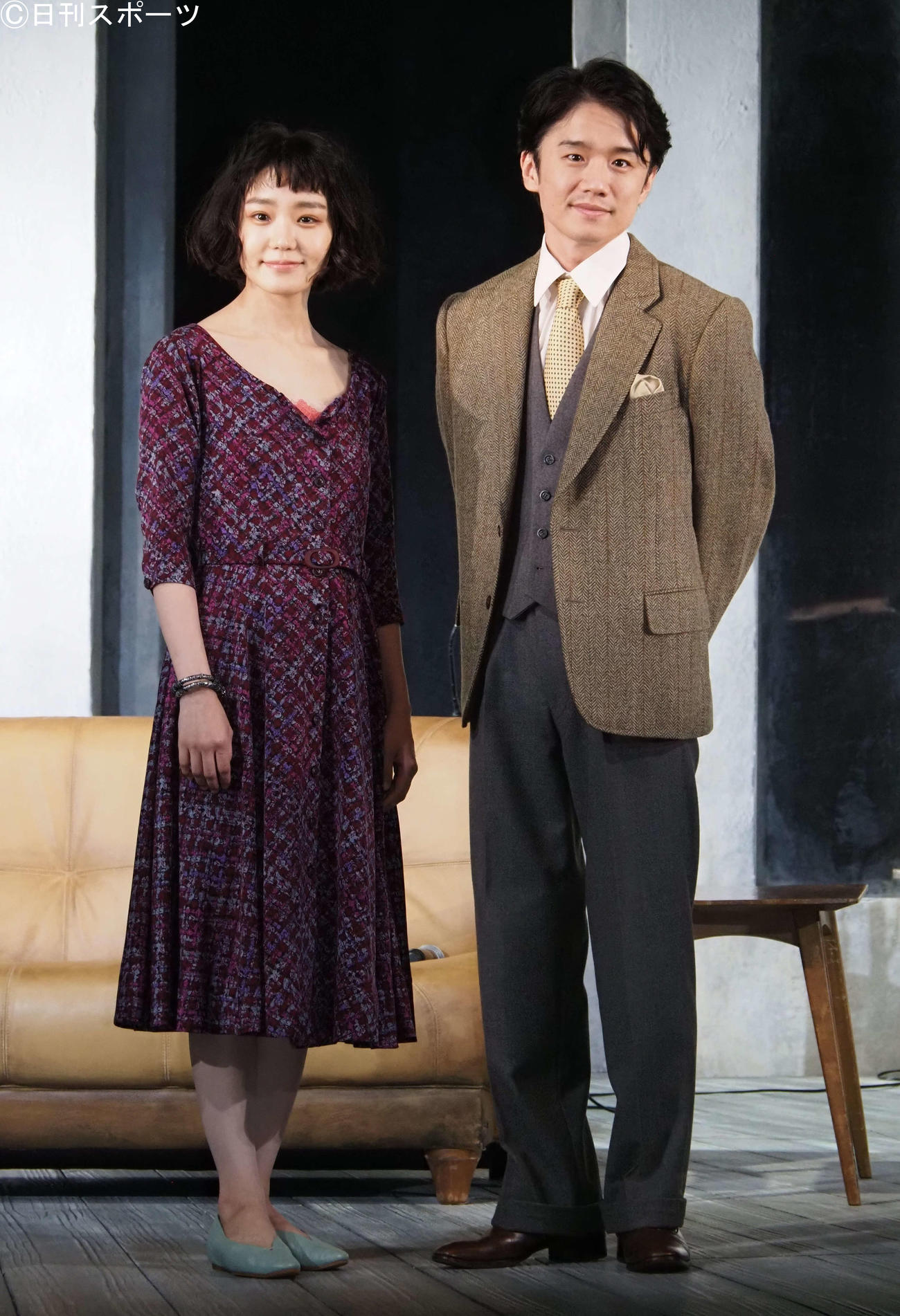 舞台「恭しき娼婦」の取材会を行った風間俊介（右）と奈緒（撮影・遠藤尚子）