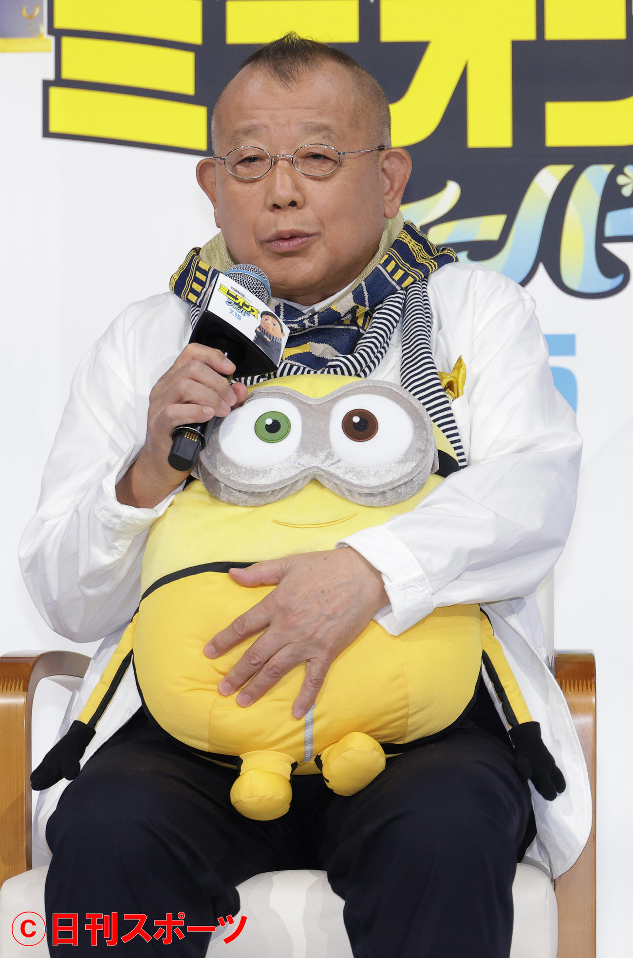 映画「ミニオンズ　フィーバー」日本語吹き替え版完成会見を行った笑福亭鶴瓶（撮影・中島郁夫）