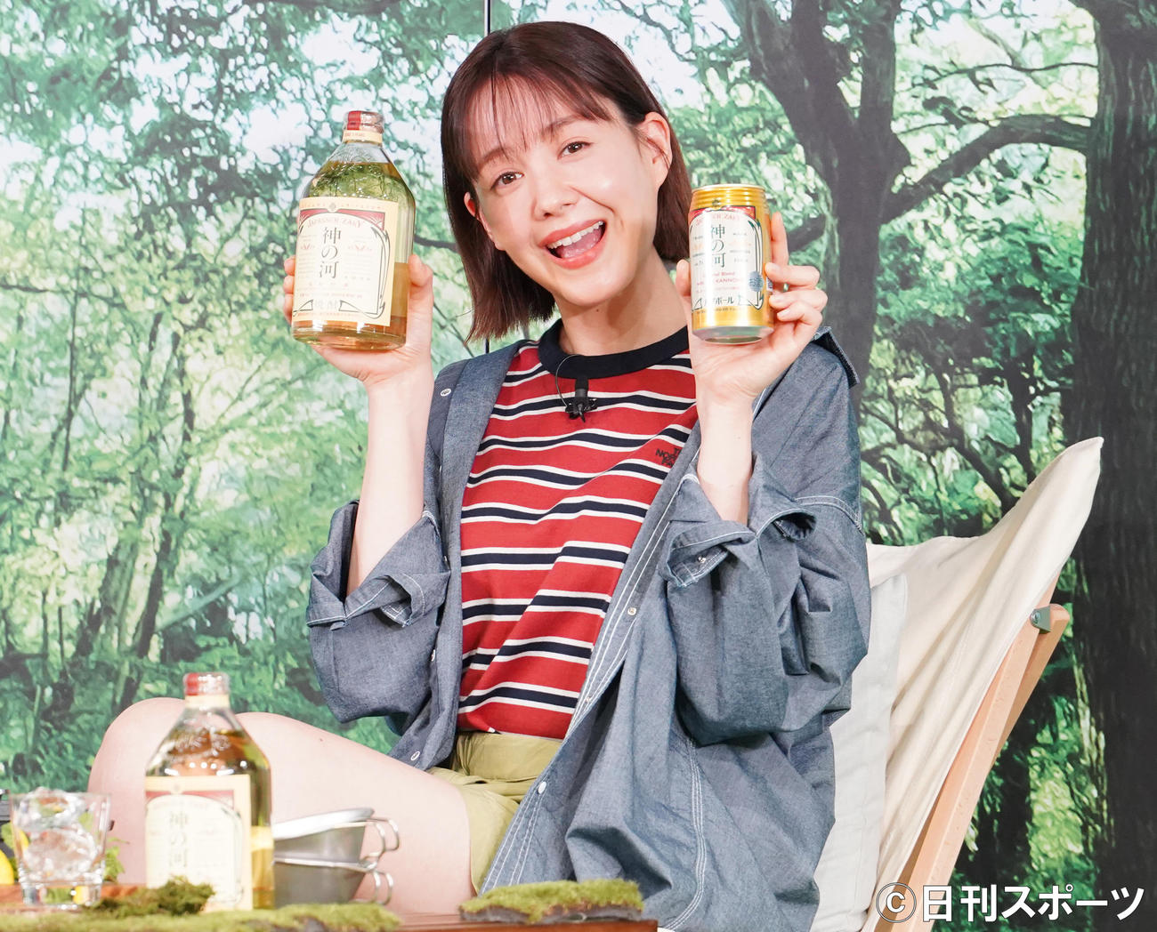 薩摩酒造「神の河で“自然割”キャンペーン」の発表会に登壇した、トリンドル玲奈（撮影・佐藤勝亮）