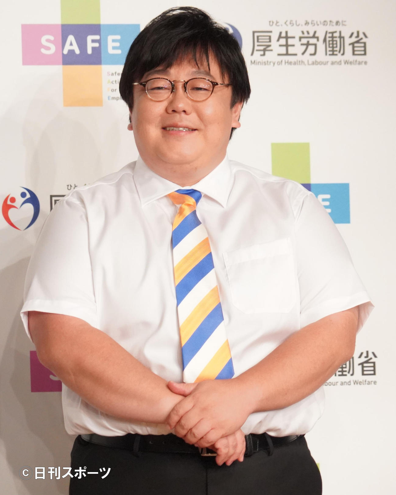 「従業員の幸せのためのSAFEコンソーシアム設立発表会」に出席したお笑いコンビ、タイムマシーン3号の関太（撮影・佐藤成）