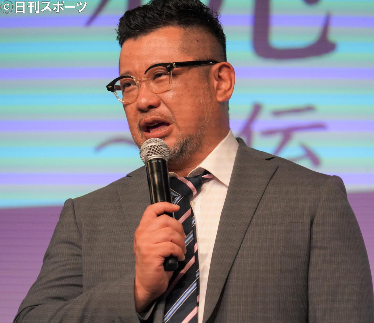 CSチャンネル「映画・チャンネルNECO」のドラマ「桃色探訪～伝説の風俗」のイベントに出席したケンドーコバヤシ（撮影・佐藤成）