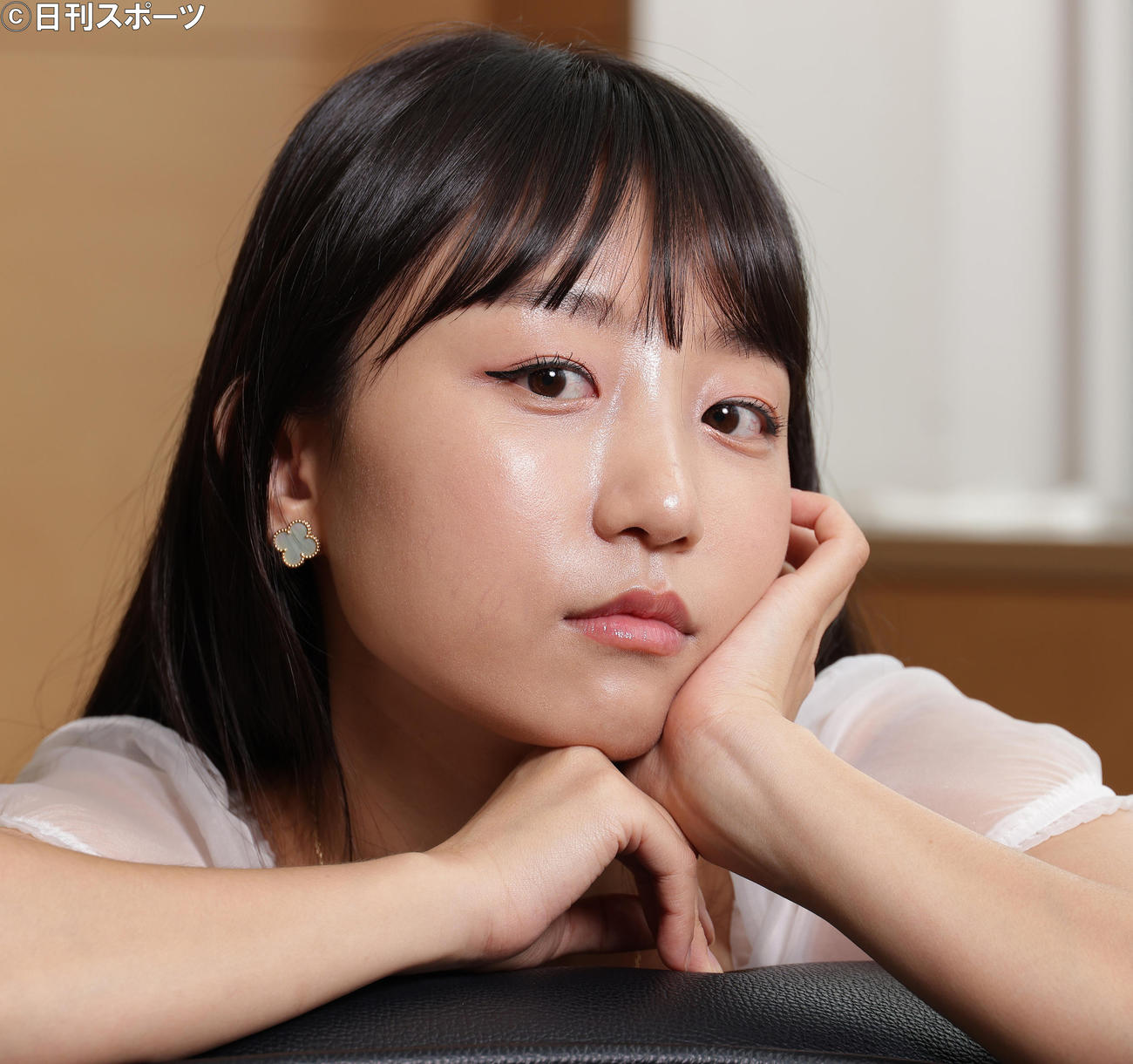 あどけない表情が魅力的なピョ・ウンジ（撮影・中島郁夫）