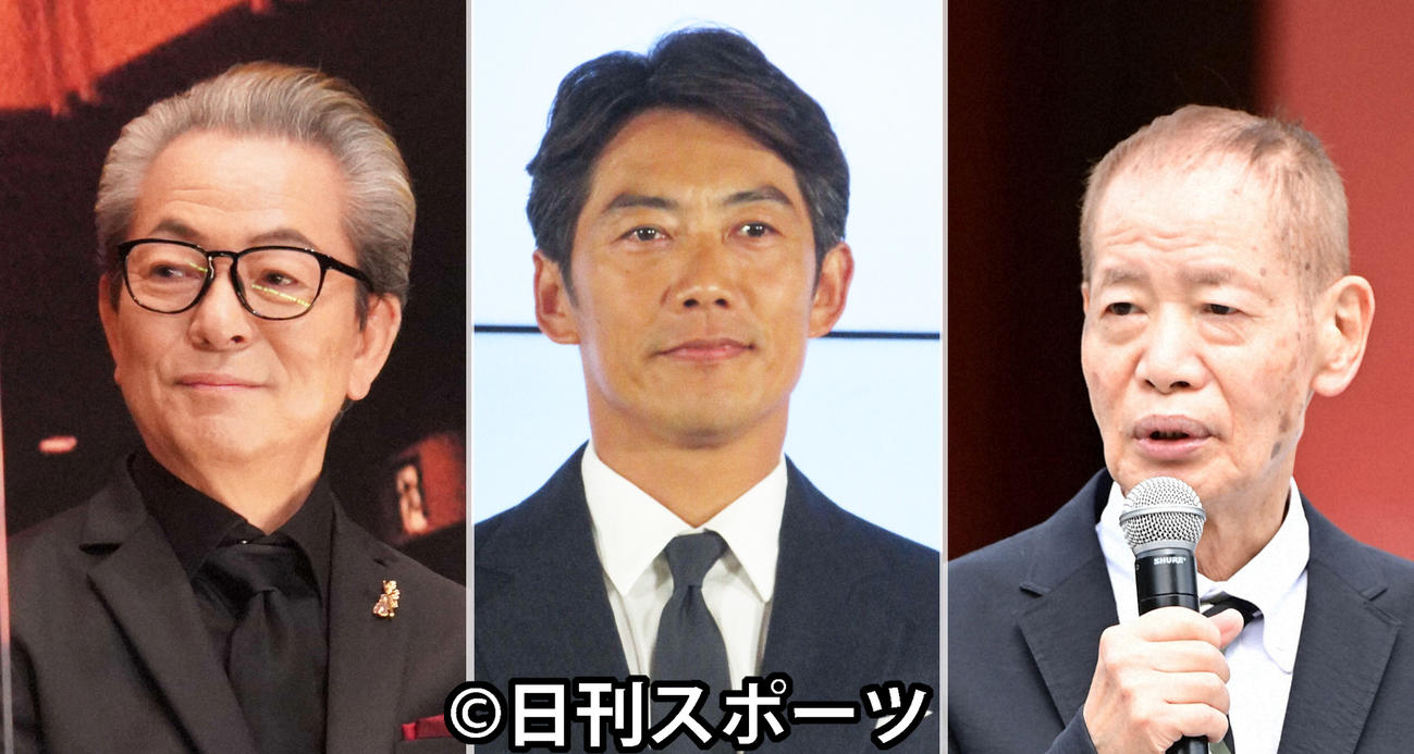 左から水谷豊、反町隆史、角川春樹