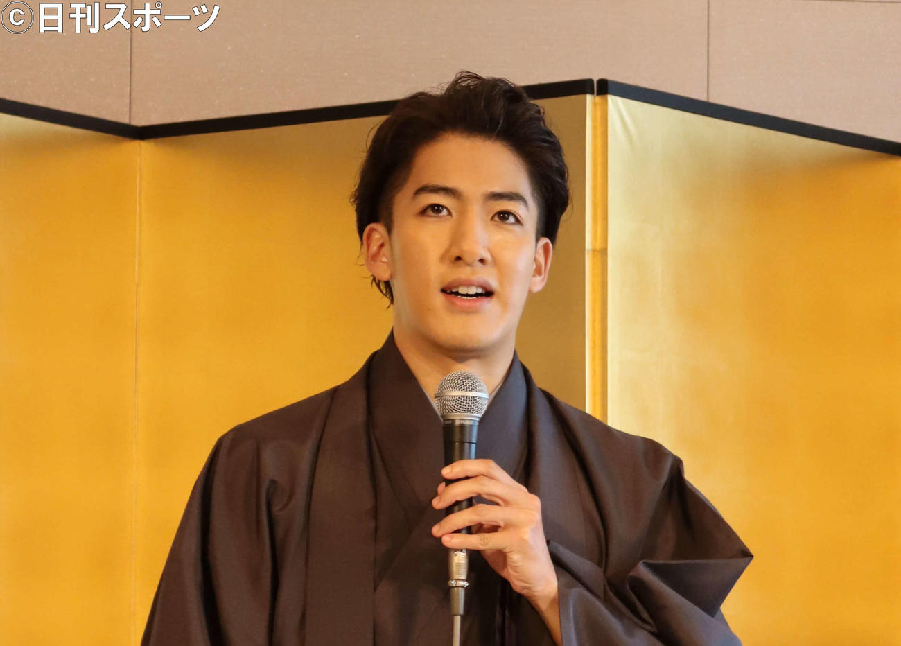 自主公演「研の會」取材会を行った尾上右近（撮影・小林千穂）