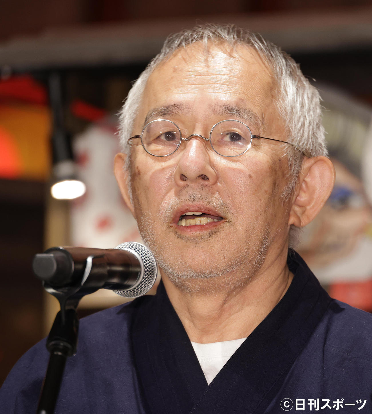 「鈴木敏夫とジブリ展」で囲み会見するスタジオジブリ鈴木敏夫プロデューサー（撮影・中島郁夫）