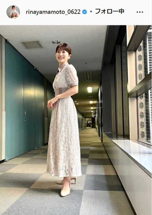 TBS山本里菜アナのインスタグラムより