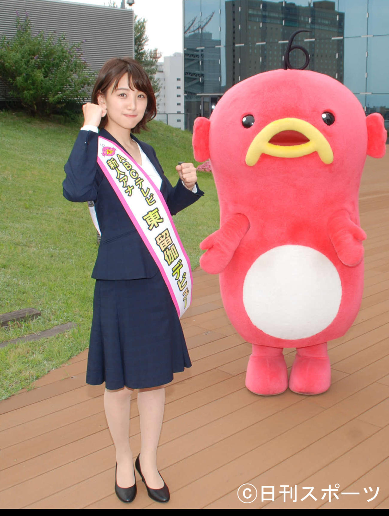 ABCテレビの東留伽アナ（2020年6月撮影）
