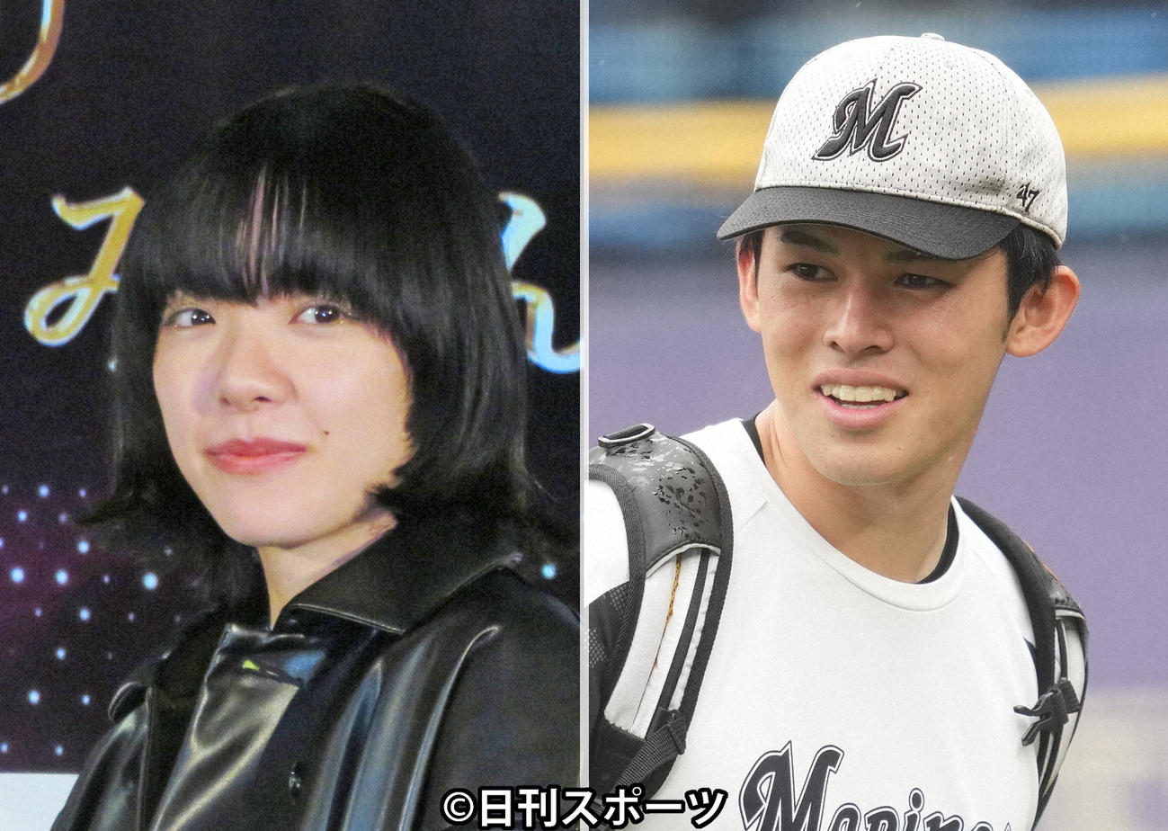あいみょん（左）とロッテ佐々木朗希