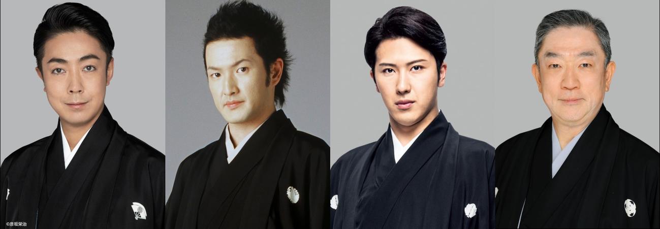新作歌舞伎「ファイナルファンタジーX」の主な出演者（左から）尾上菊之助、中村獅童、尾上松也、坂東彌十郎