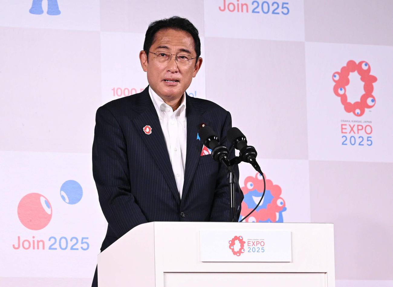 あいさつする岸田文雄首相（撮影・滝沢徹郎）