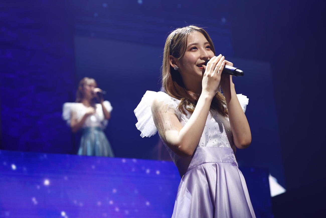 最後のコンサートとなった全国ツアー千秋楽公演で歌うHKT48松岡菜摘（C）Mercury