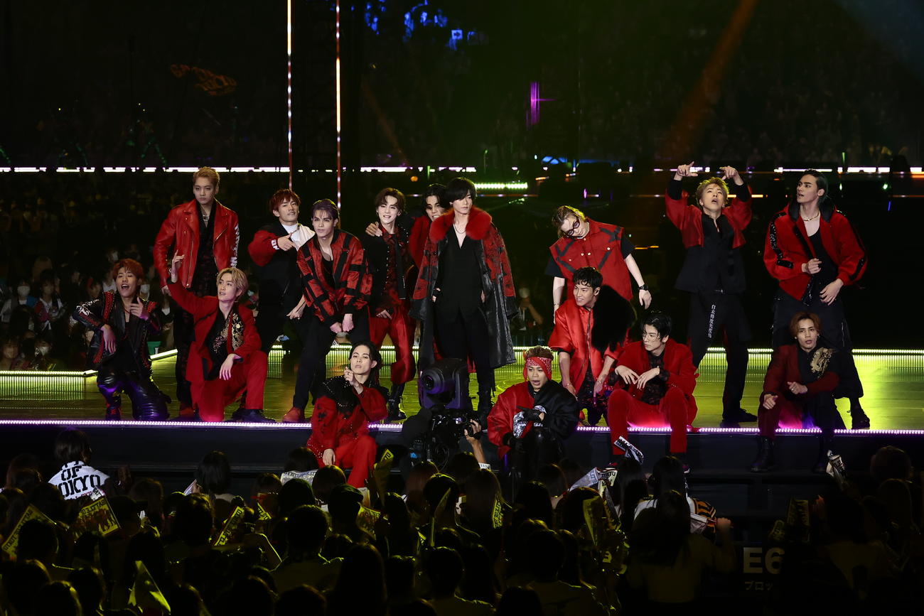 「BATTLE OF TOKYO TIME 4 Jr．EXILE」のTHE RAMPAGE。前列左から後藤拓磨、藤原樹、岩谷翔吾、LIKIYA、RIKU、長谷川慎、神谷健太、後列左から鈴木昂秀、浦川翔平、与那嶺瑠唯、吉野北人、武知海青、川村壱馬、山本彰吾、陣、龍