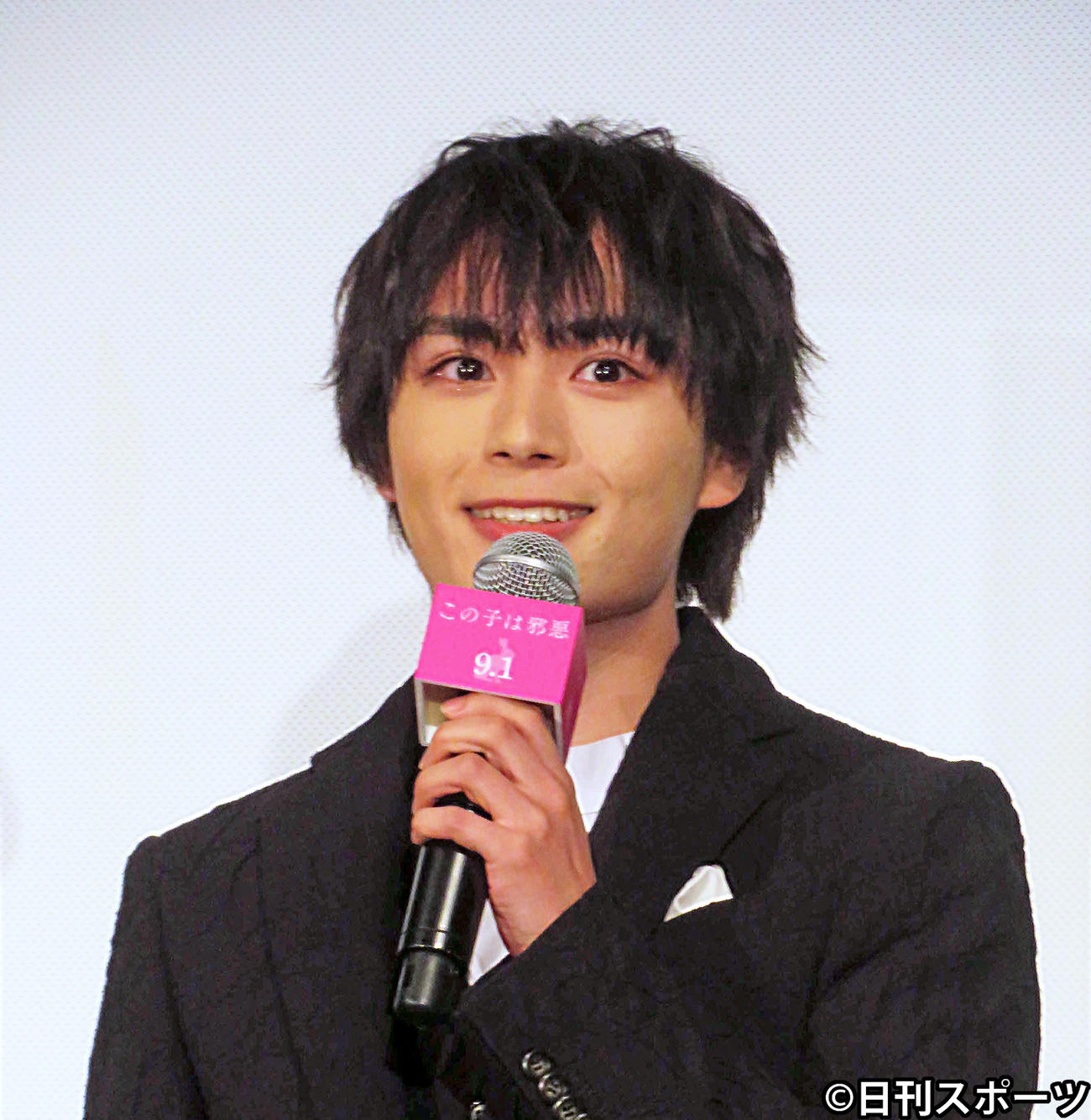 映画「この子は邪悪」完成披露イベントに登壇した、なにわ男子の大西流星（撮影・村上幸将）