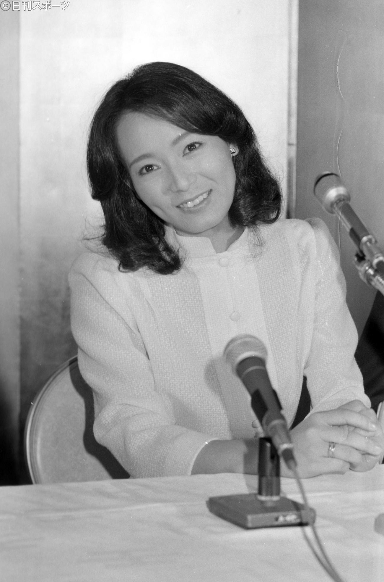 日米合作映画「将軍」のまりこ役に決まり記者会見をする島田陽子さん（1978年7月撮影）