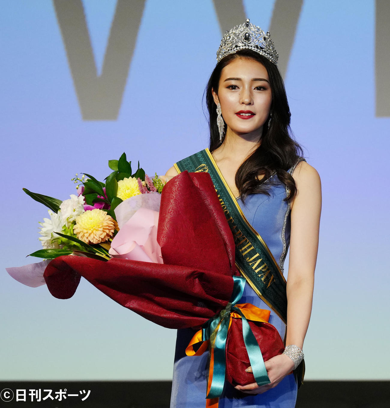 「2022ミス・アース・ジャパン」でグランプリに輝いたミス埼玉の松本真映さん（撮影・江口和貴）