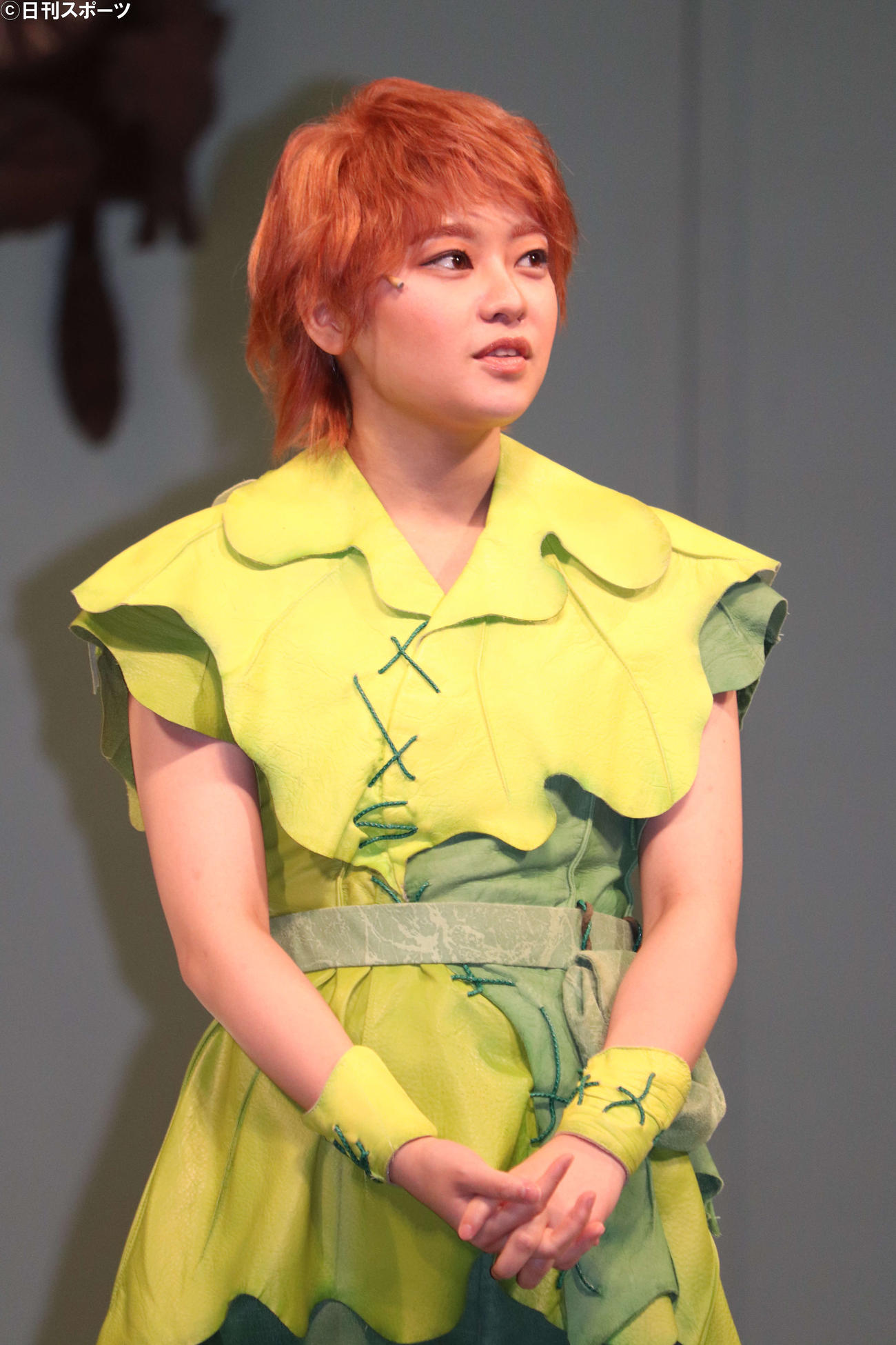 ミュージカル「ピーター・パン」の囲み取材に応じた吉柳咲良（撮影・加藤理沙）