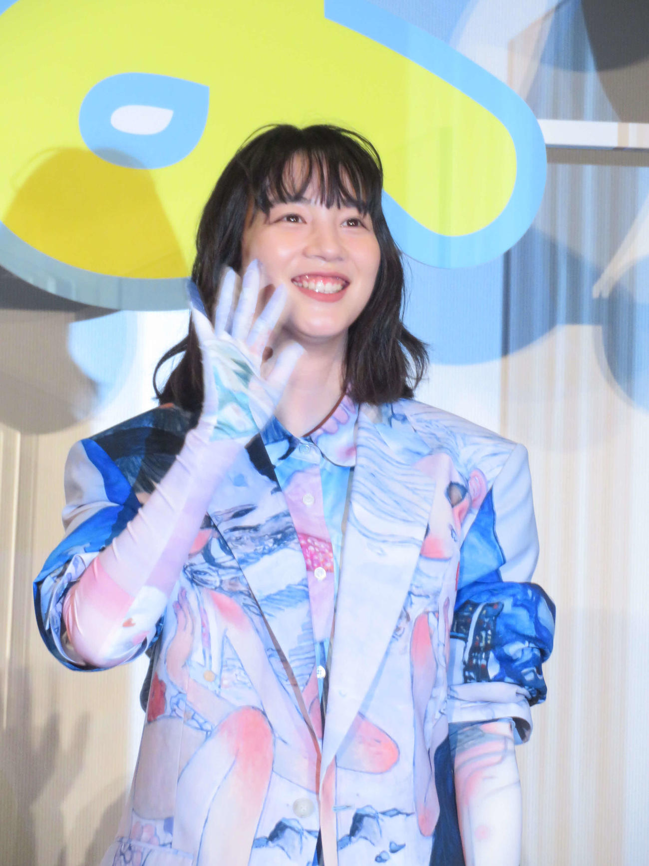 映画「さかなのこ」完成報告上映会に登壇した、のん（撮影・村上幸将）