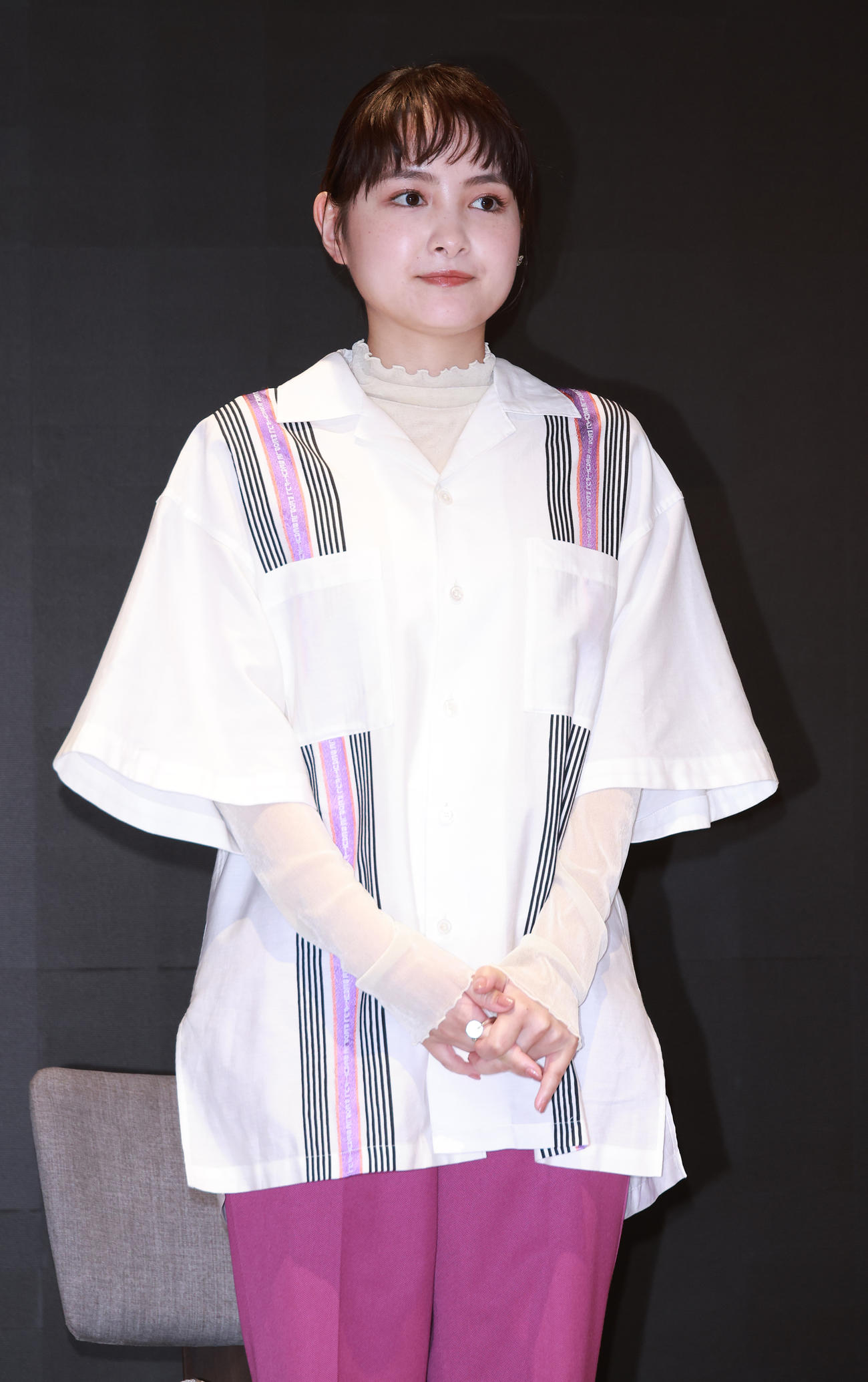 ドラマ「結婚するって、本当ですか？」囲み会見を行った葵わかな（撮影・中島郁夫）