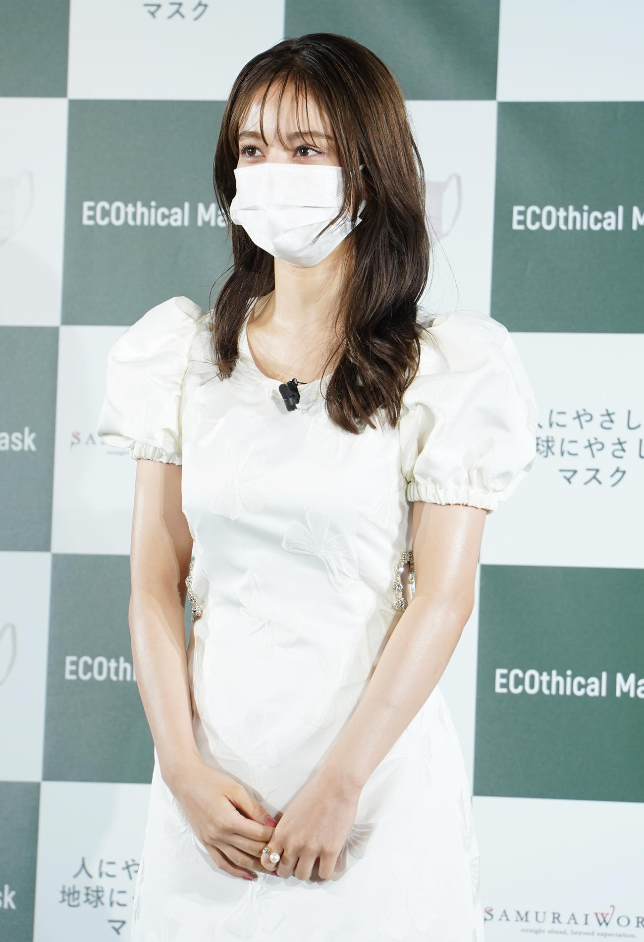 「ECOthical Mask」のブランドアンバサダー就任発表会に登壇した谷まりあ（撮影・佐藤勝亮）