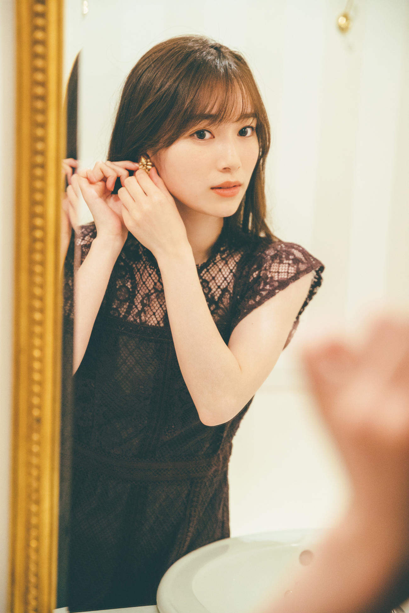 ファースト写真集「笑顔のグー、チョキ、パー」の刊行記念オンライン取材会を行った櫻坂46守屋麗奈（C）Seed　＆　Flower LLC／竹書房　東京祐氏撮影
