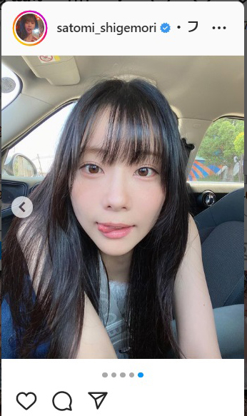 重盛さと美がインスタグラムにアップしたドライブデート風ショット