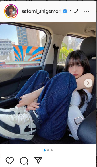 重盛さと美がインスタグラムにアップしたドライブデート風ショット