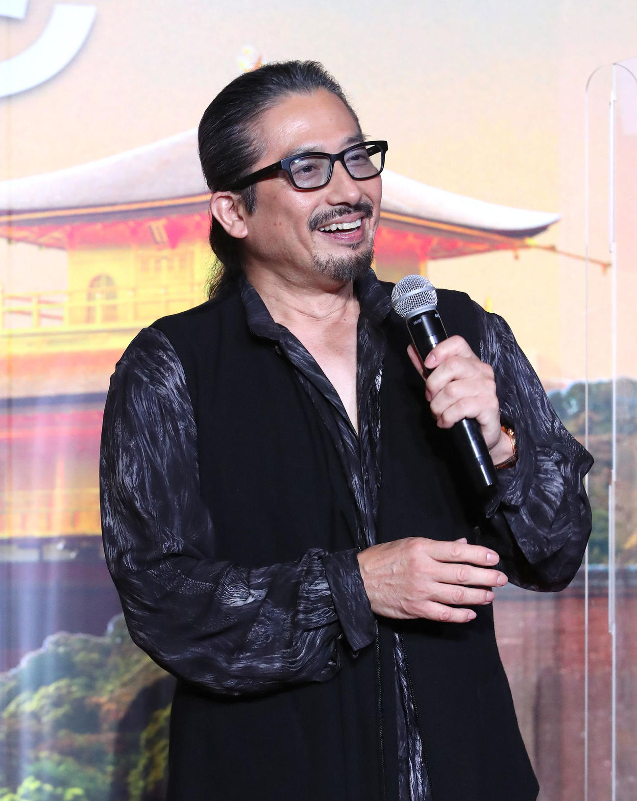 映画「ブレット・トレイン」ジャパンプレミア試写会inKYOTOであいさつする真田広之（撮影・白石智彦）