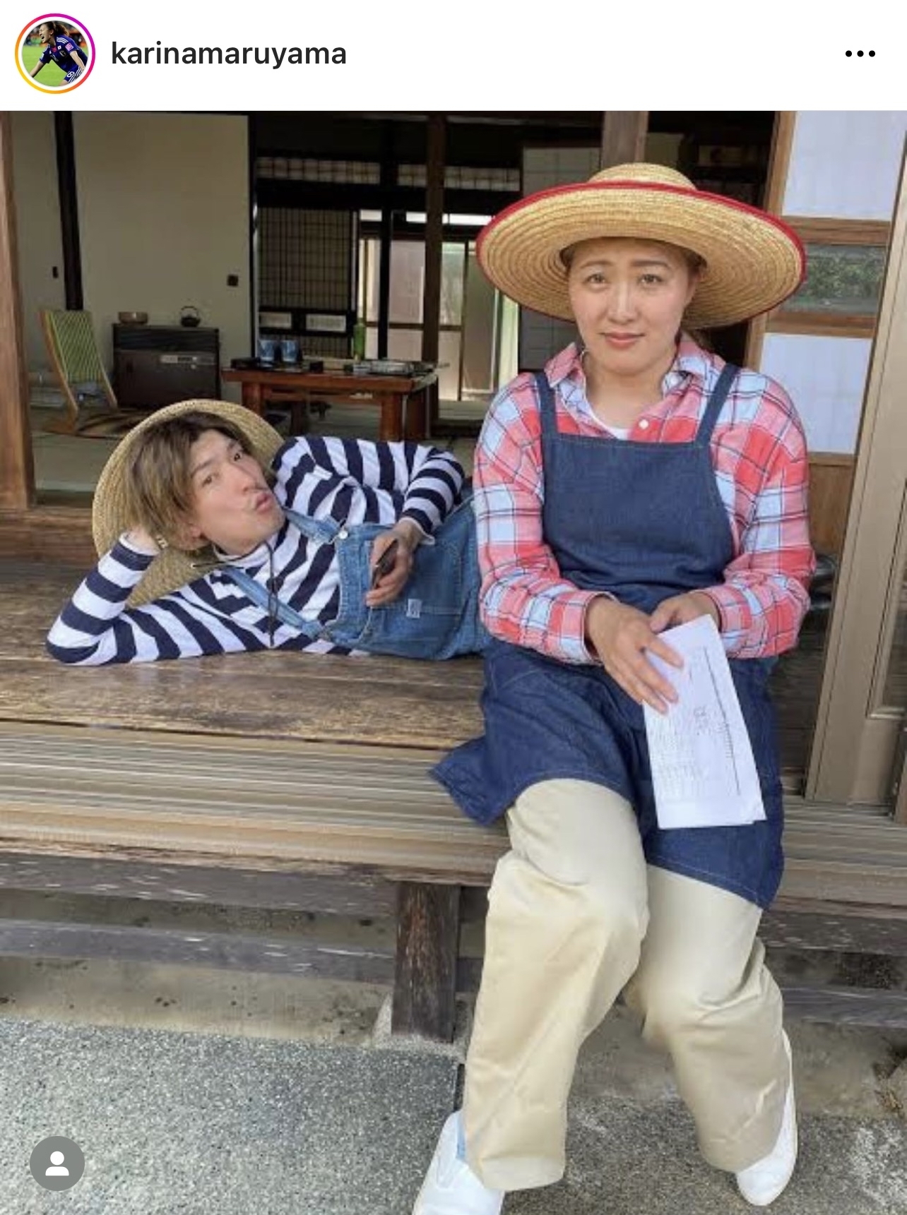 再現ドラマで共演した際のりんたろー。とのツーショット写真をアップした丸山桂里奈（丸山桂里奈のインスタグラムより）