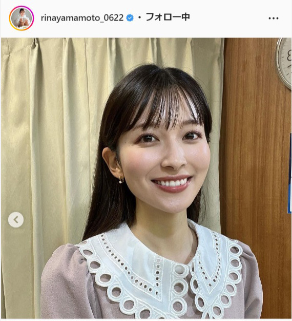 山本里菜アナのインスタグラムより