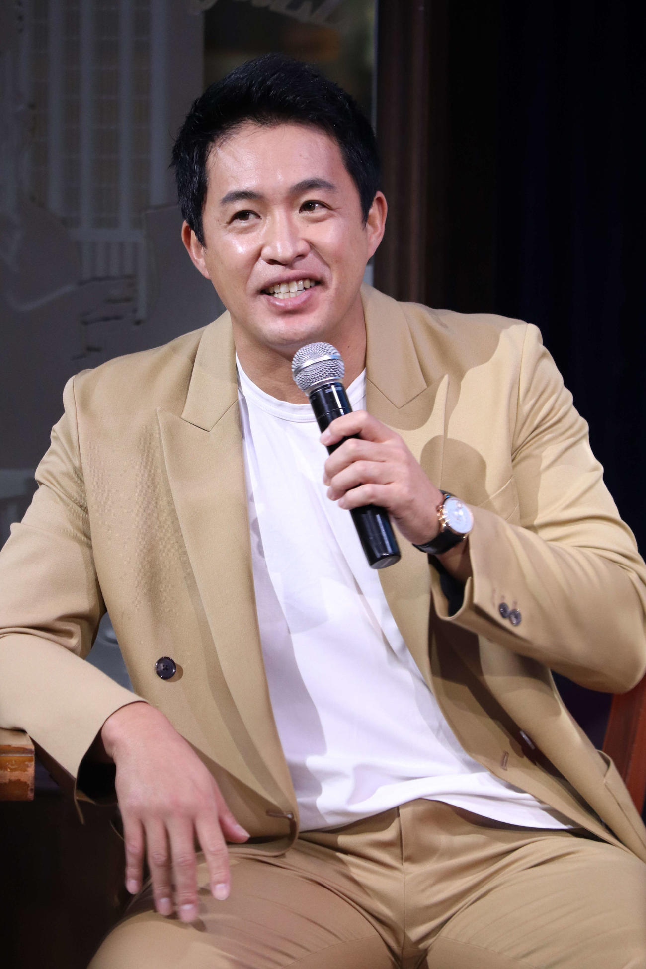 「MLB×Oggi presents BALLPARK in TOKYO」にゲスト解説で登壇した五十嵐亮太氏（撮影・加藤理沙）