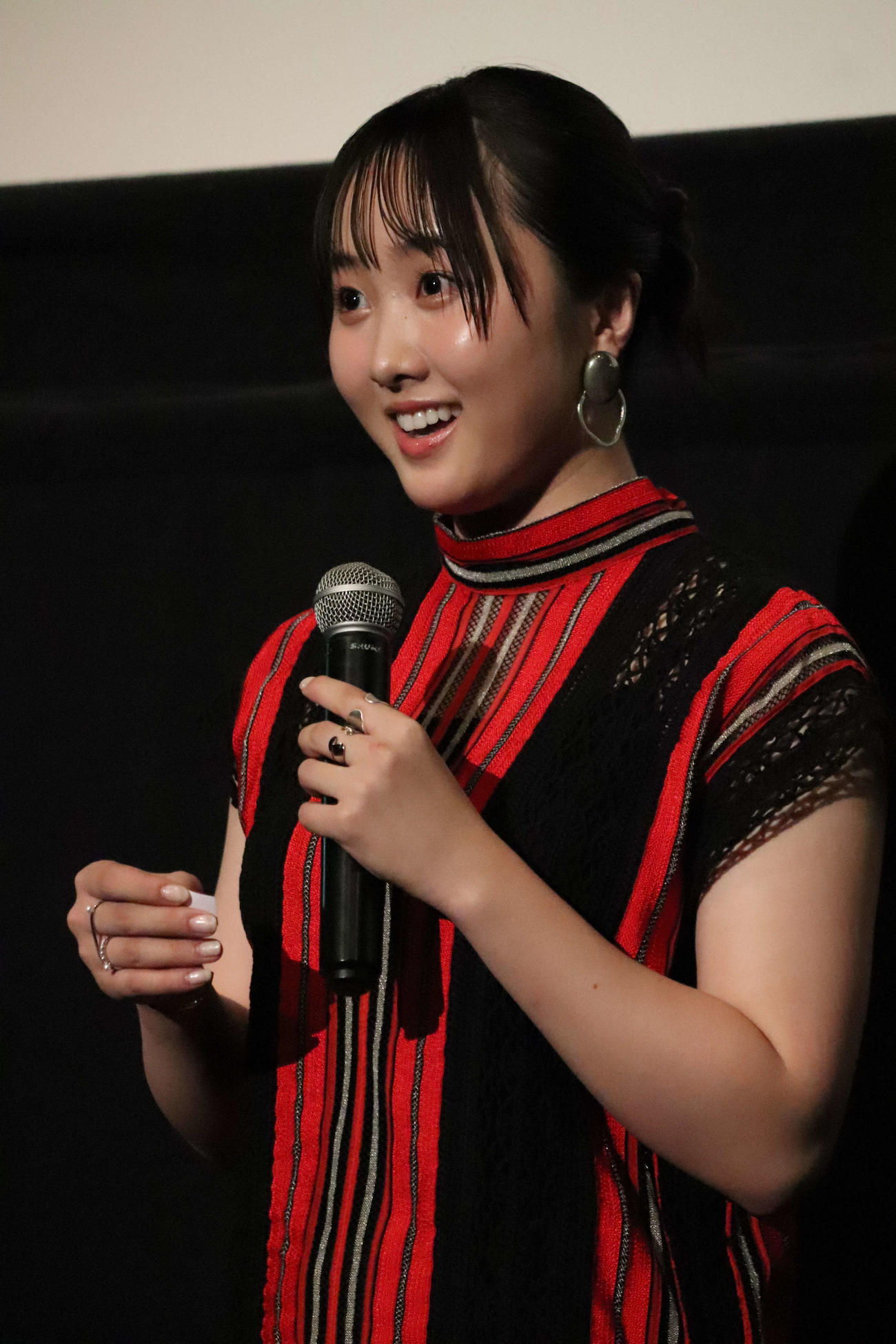 映画「きさらぎ駅」Filmarks「プレチケ」限定上映会舞台あいさつに出席した本田望結（撮影・加藤理沙）