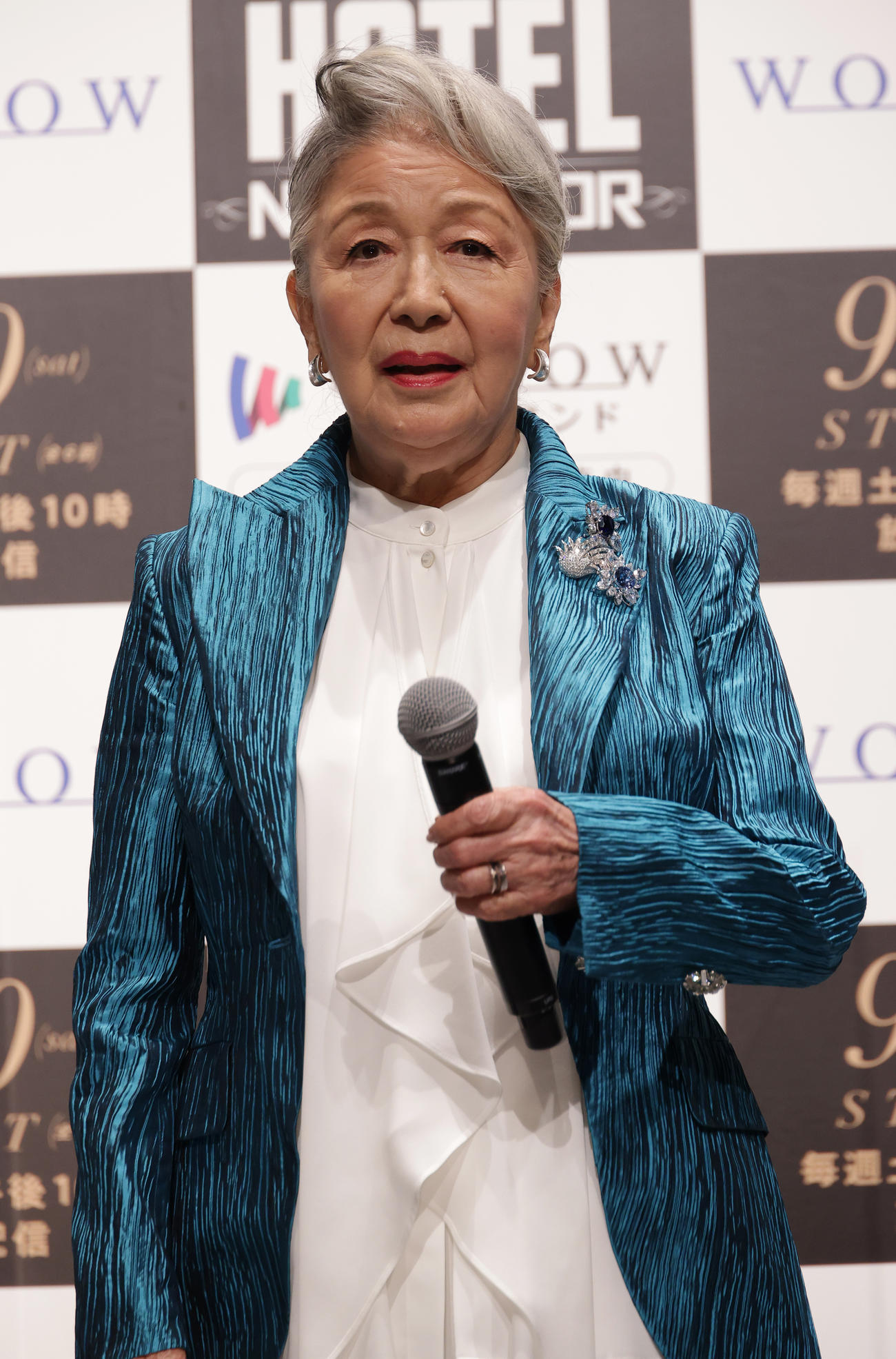 「連続ドラマW HOTEL－NEXT DOOR－」完成披露試写会であいさつする草笛光子（撮影・中島郁夫）