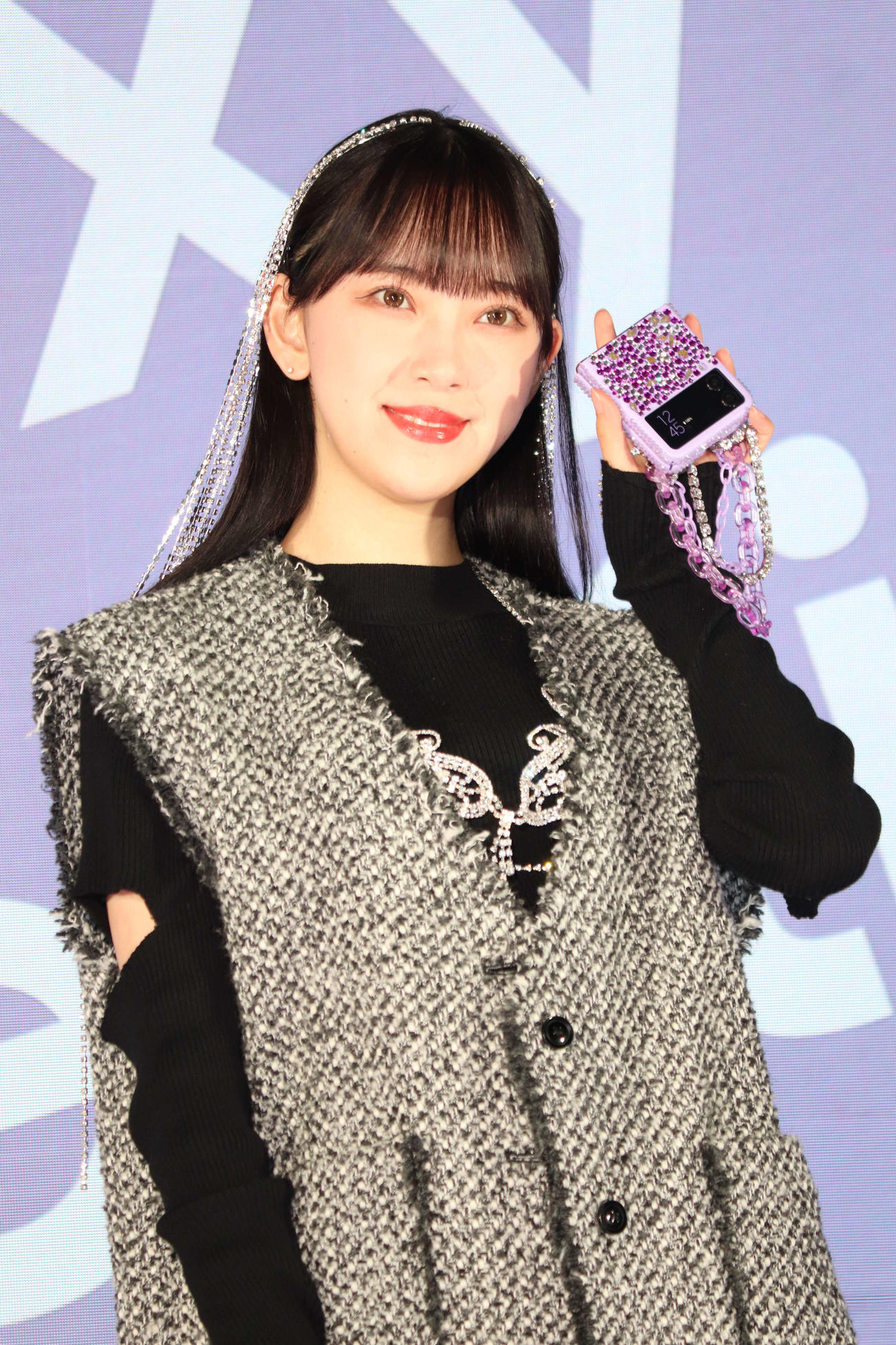 「Galaxy新製品発表会・スマホファッションお披露目会」でランウェイを歩く堀未央奈（撮影・加藤理沙）