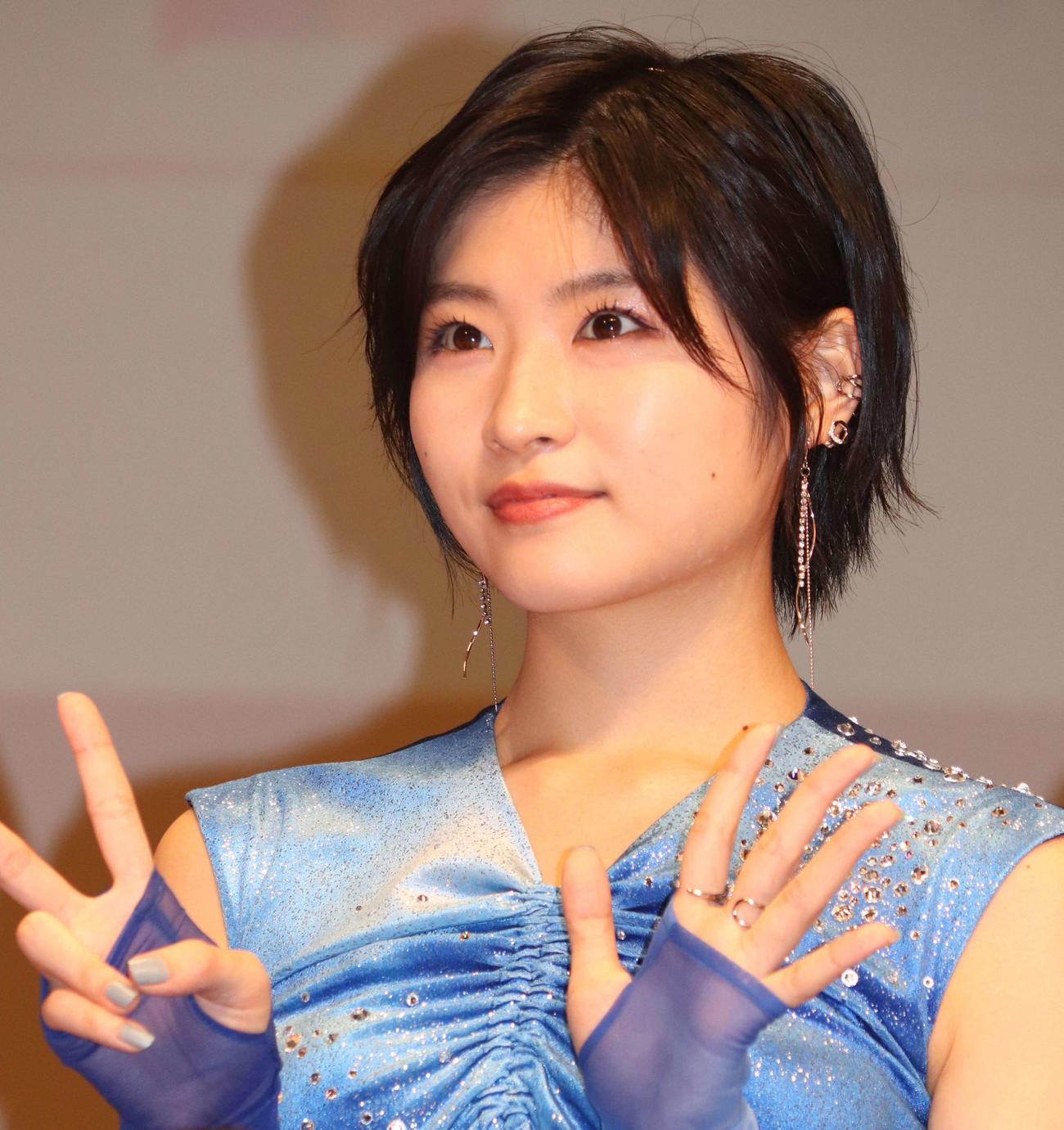モーニング娘。‘22　結成25周年記念FCイベント～娘。×FAN×Fun！×大感謝祭！～の取材会で卒業について話した、加賀楓（撮影・加藤理沙）