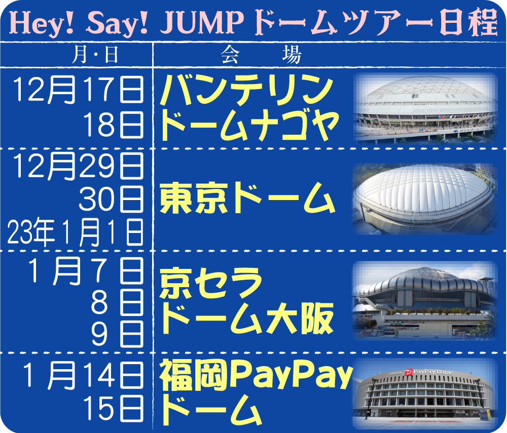 【イラスト】Hey！Say！JUMPドームツアー日程