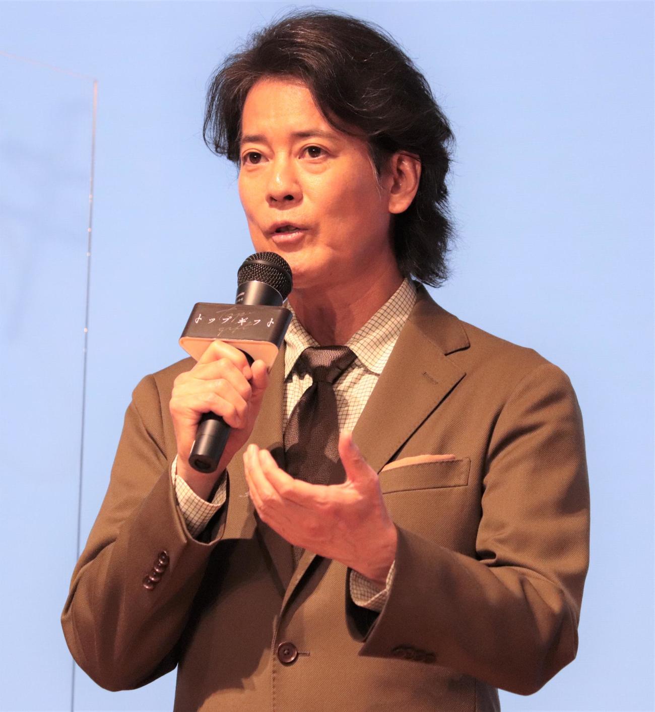「LINE NEWS VISION『トップギフト』完成報告イベント」に登壇した唐沢寿明（撮影・藤塚大輔）