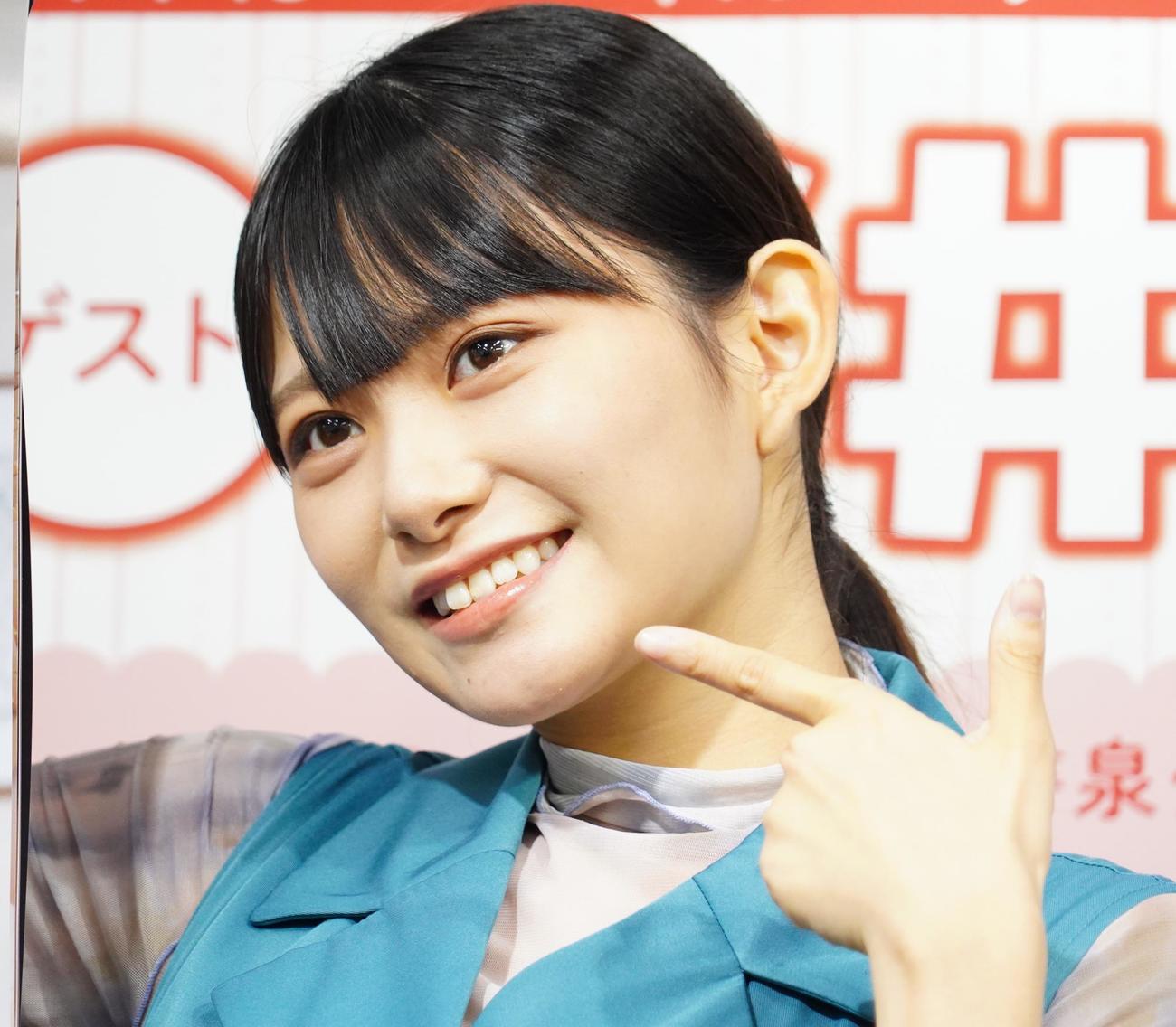 2023年カレンダー発売記念イベントを行った桜井木穂（撮影・佐藤成）
