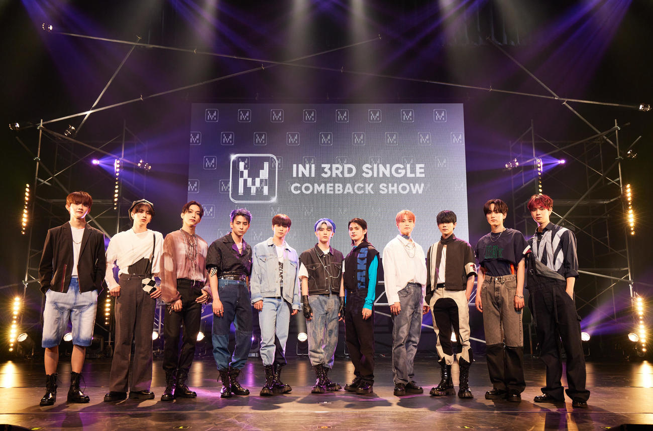 3枚目シングル「M」の発売記念イベント「『M』COMEBACK SHOW」を行ったINI（C）LAPONE ENTERTAINMENT