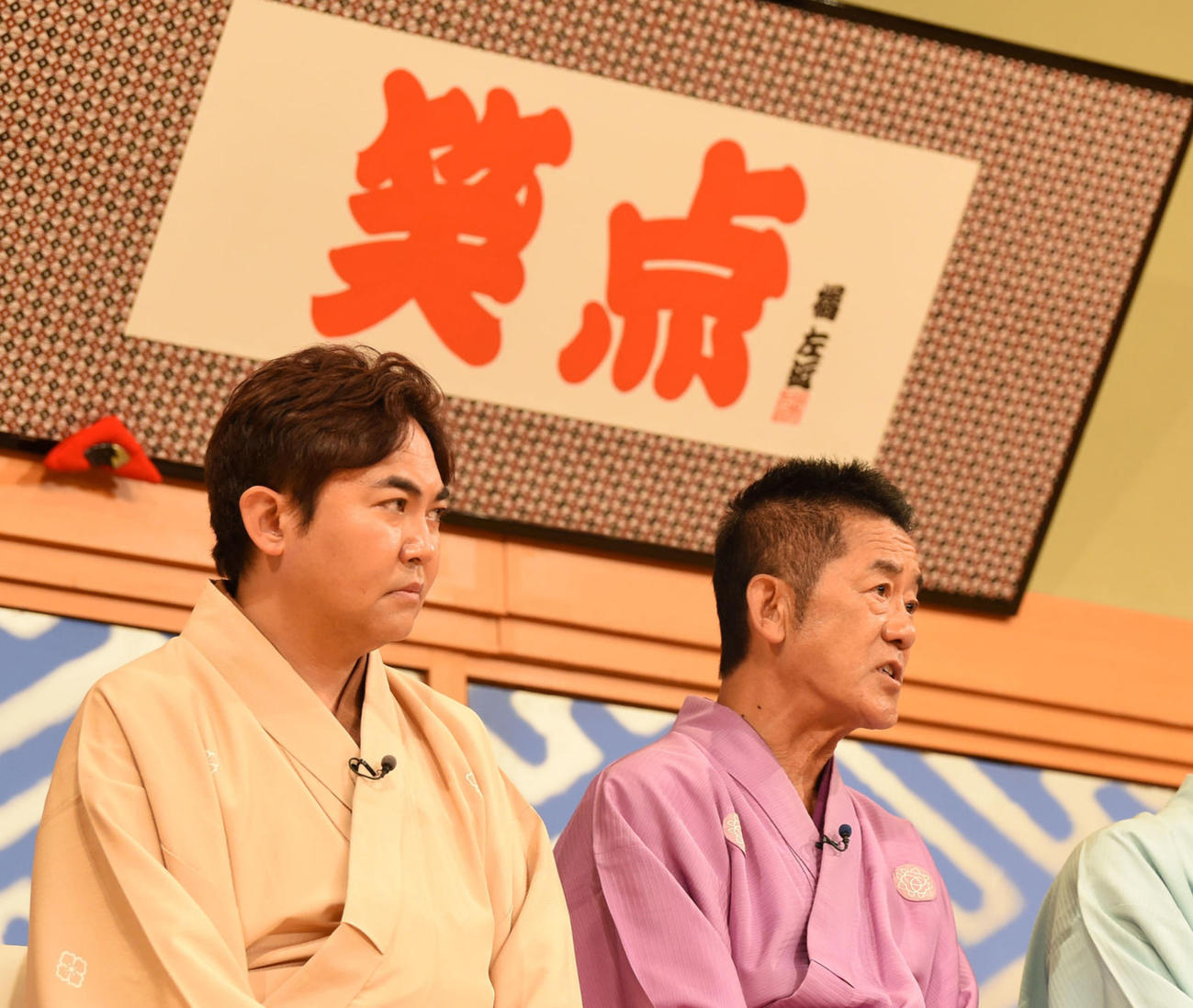 林家三平（左）と三遊亭円楽さん（2018年7月撮影）