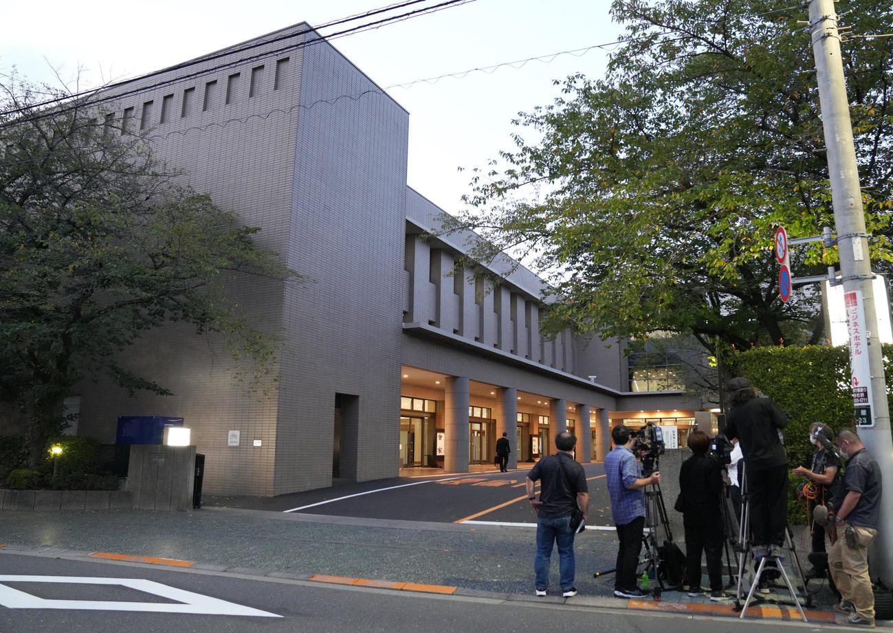 三遊亭円楽さんのお通夜が行われる斎場（撮影・鈴木みどり）